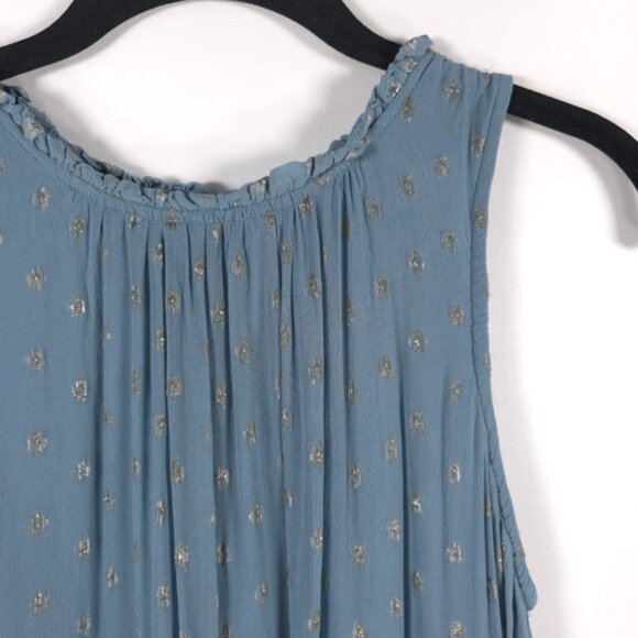 Anthropologie Natalie Flounced Tunic Dress Blue Polka Dot Sleeveless SMALL - Picture 11 of 15